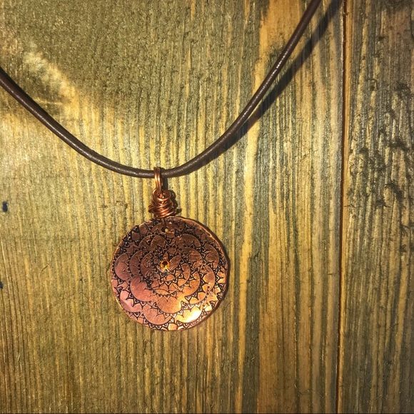 Flying Circus Studio Jewelry - Hand stamped copper Swarovski crystal boho choker